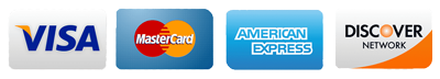 Visa, Master Card, American Express, Discover Credit Cards.